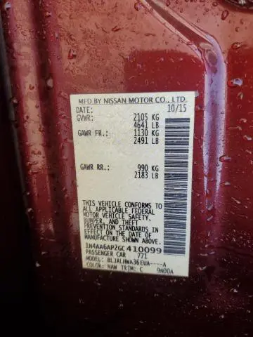 2016 NISSAN MAXIMA 3.5S  