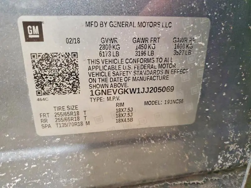 2018 CHEVROLET TRAVERSE LT  