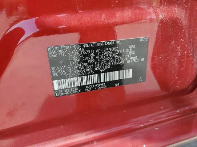 2012 TOYOTA RAV4   