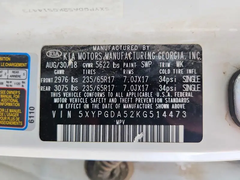 2019 KIA SORENTO LX V6  