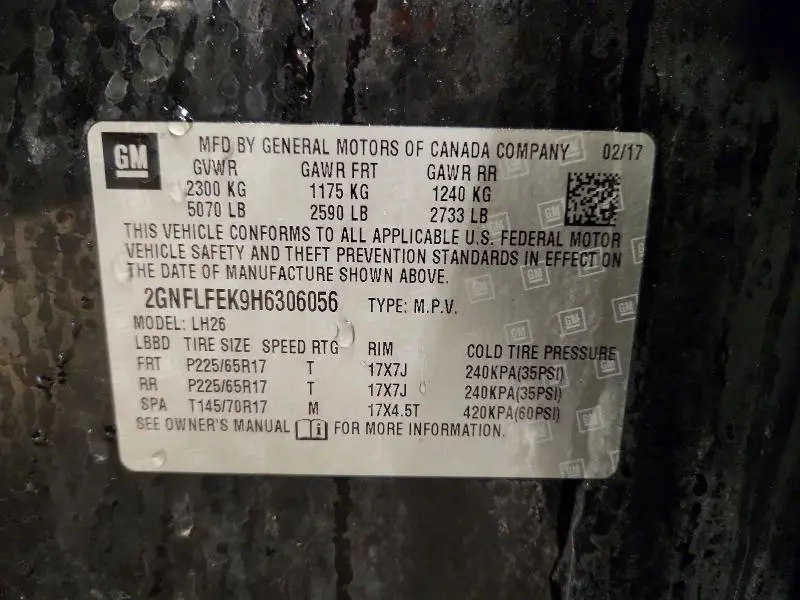 2017 CHEVROLET EQUINOX LT  