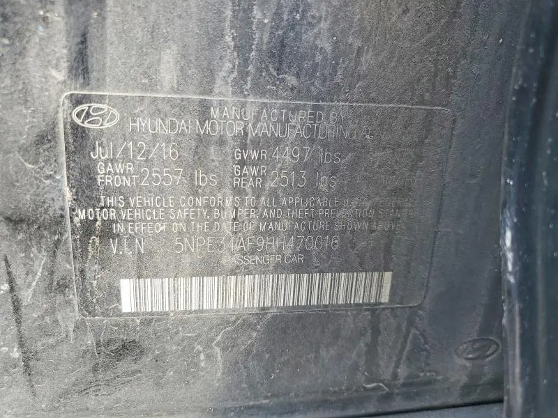 2017 HYUNDAI SONATA SPORT  