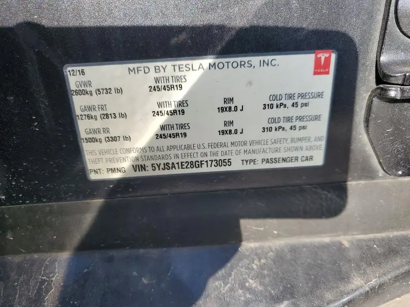 2016 TESLA MODEL S   