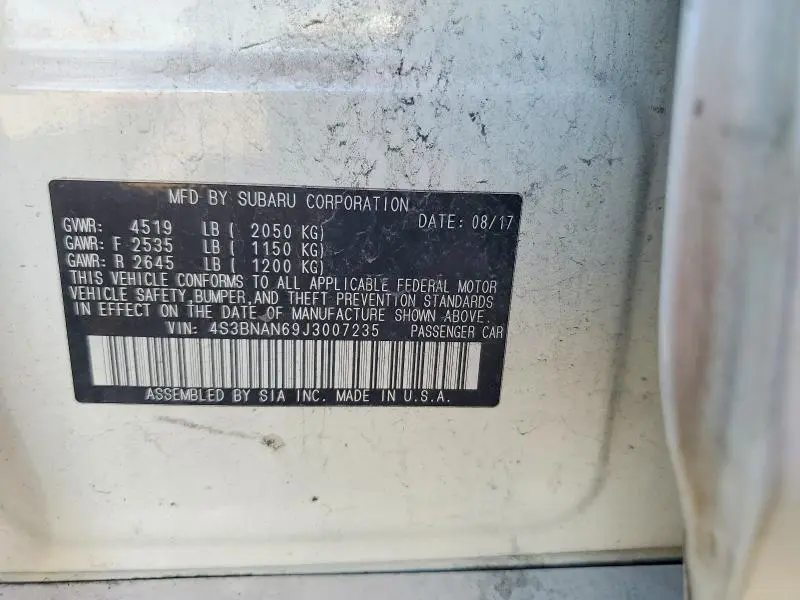 2018 SUBARU LEGACY 2.5I LIMITED  