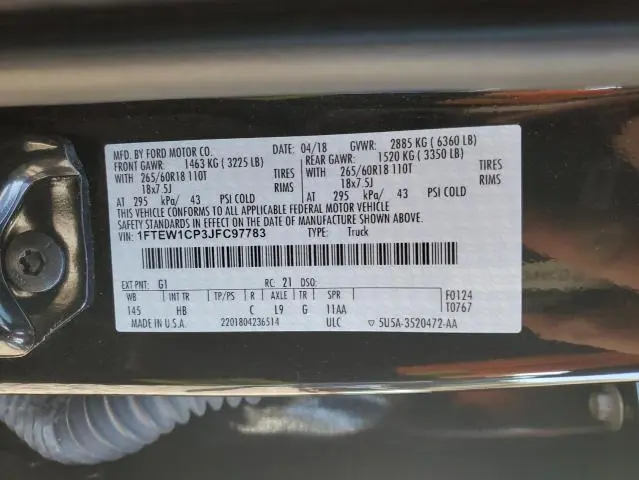 2018 FORD F150 SUPERCREW  