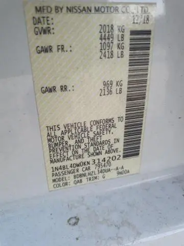 2019 NISSAN ALTIMA SV