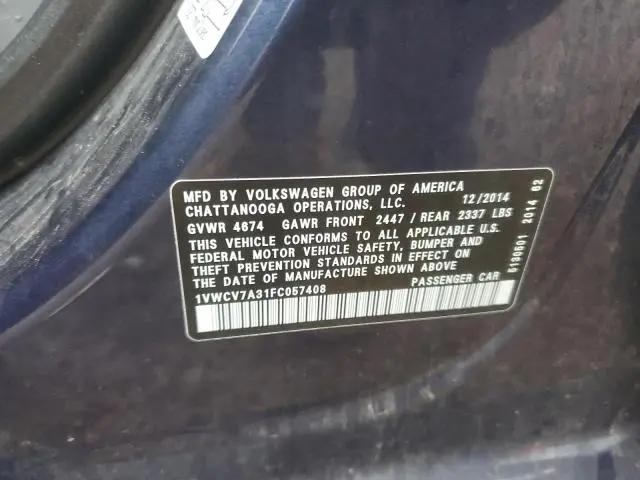 2015 VOLKSWAGEN PASSAT SEL  