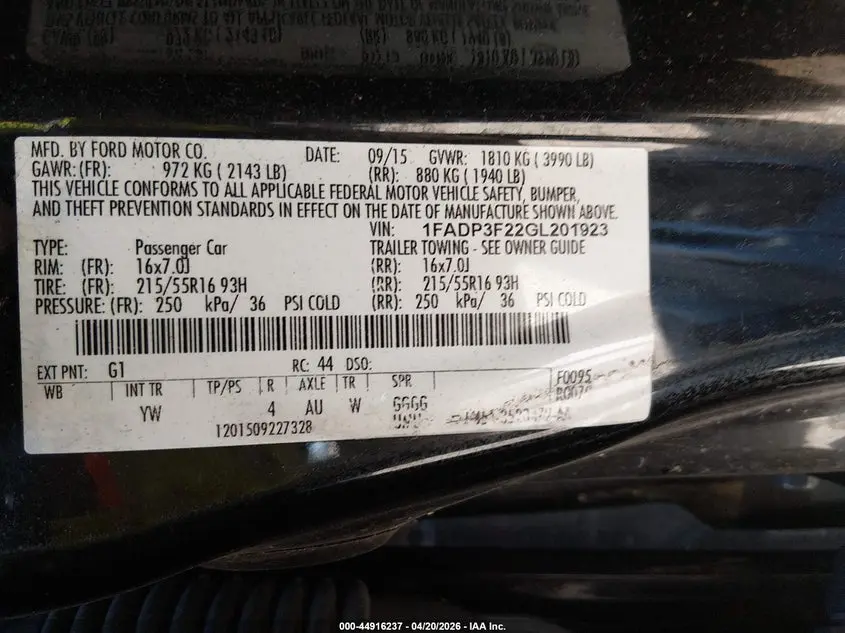 2016 FORD FOCUS SE