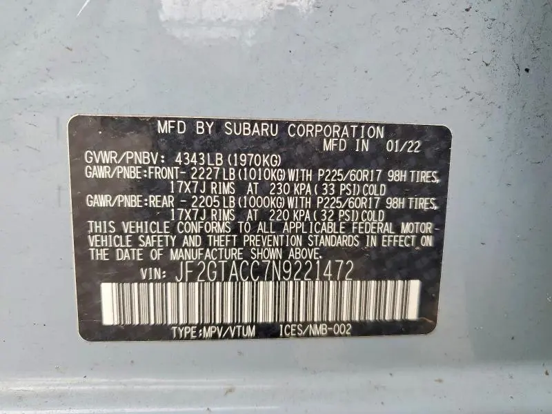 2022 SUBARU CROSSTREK PREMIUM  