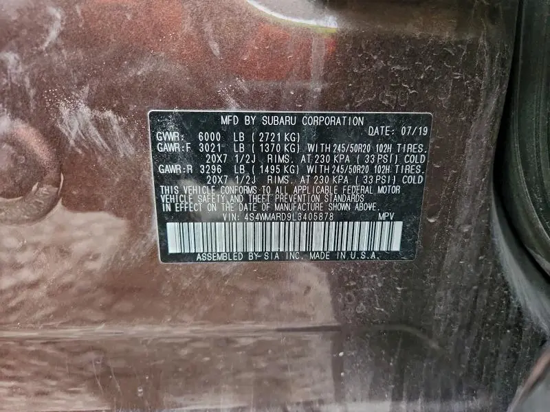 2020 SUBARU ASCENT TOURING  