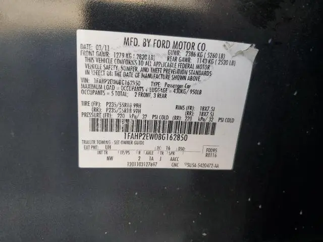 2011 FORD TAURUS SEL