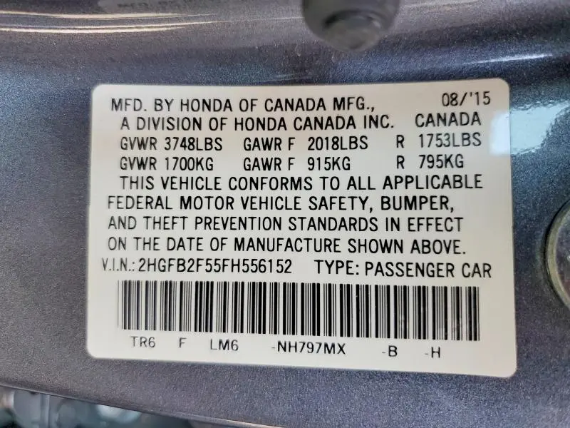 2015 HONDA CIVIC LX  