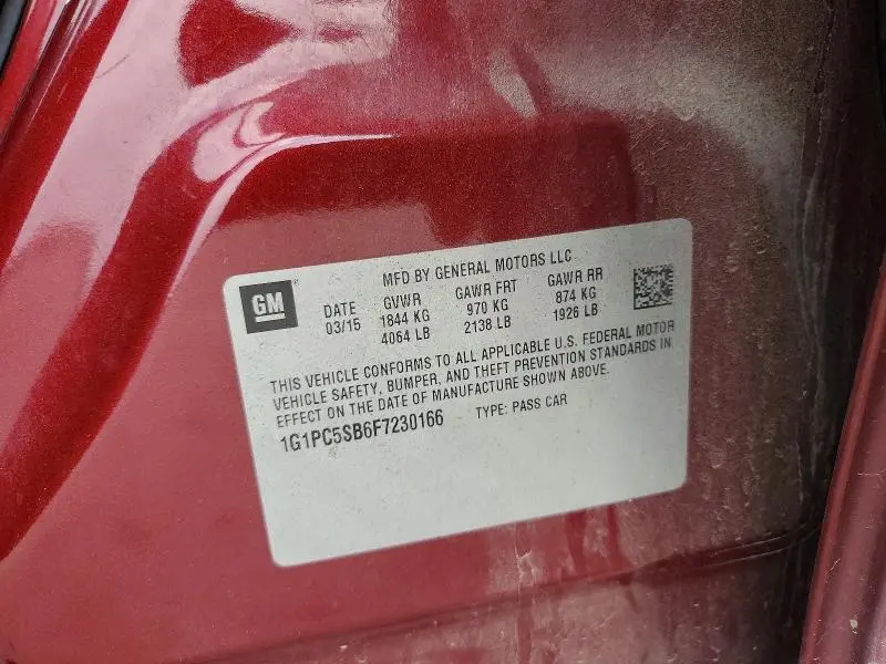 2015 CHEVROLET CRUZE LT  
