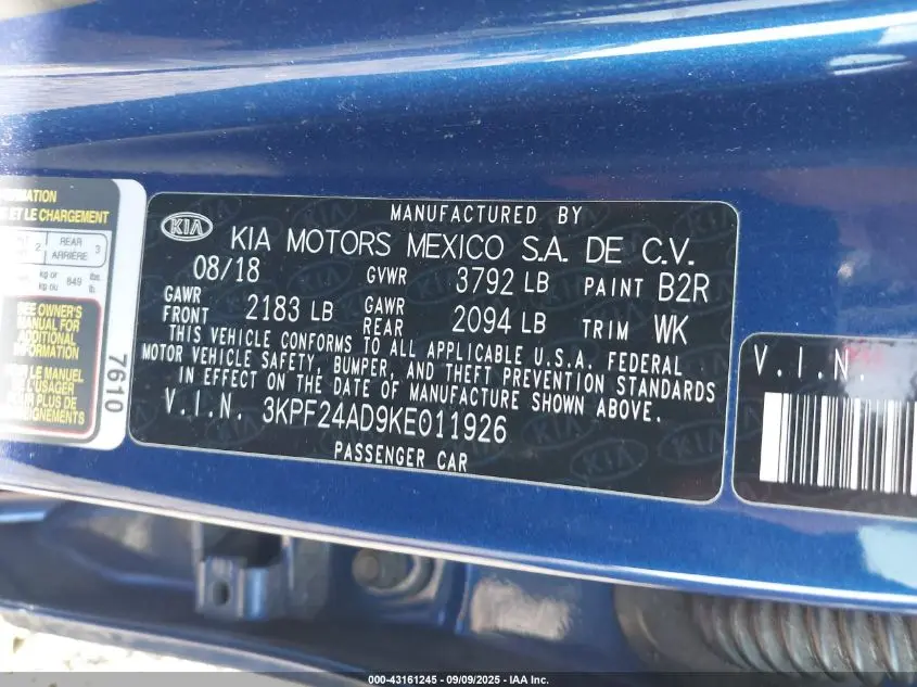 2019 KIA FORTE LXS