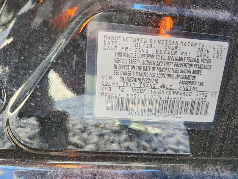 2018 NISSAN SENTRA SV  