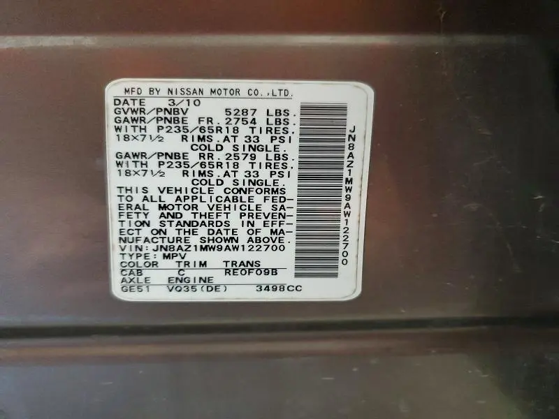 2010 NISSAN MURANO S  