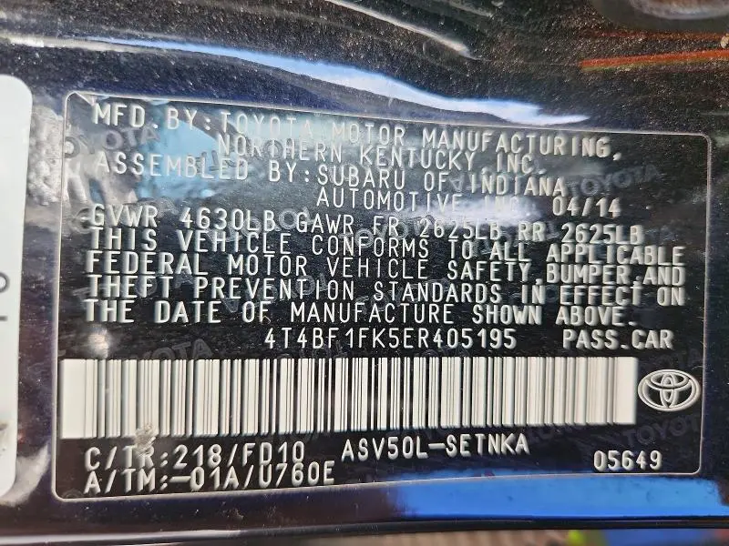 2014 TOYOTA CAMRY LE  