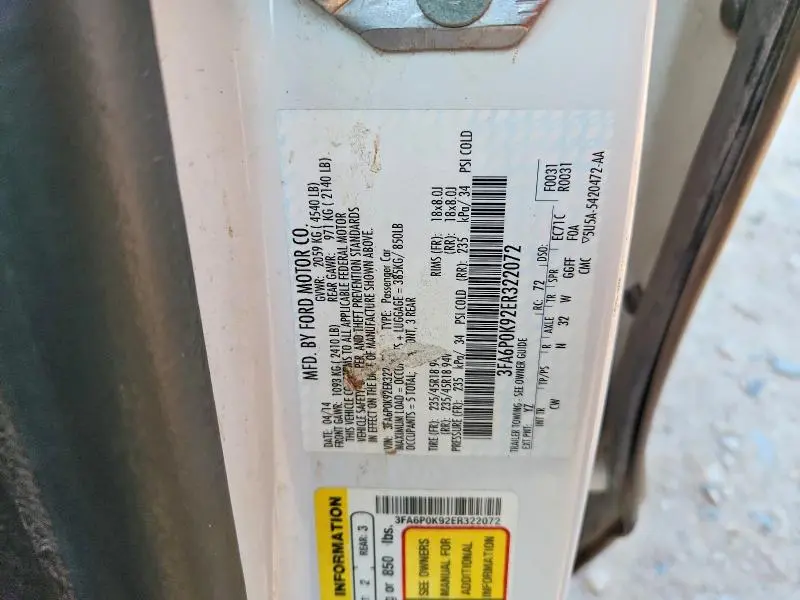 2014 FORD FUSION TITANIUM  
