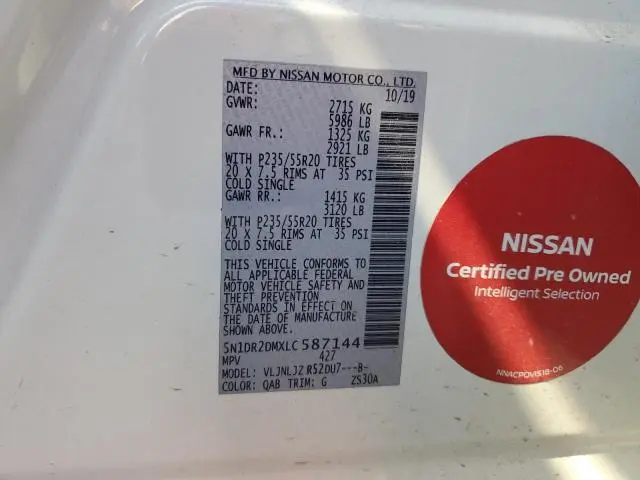 2020 NISSAN PATHFINDER PLATINUM  