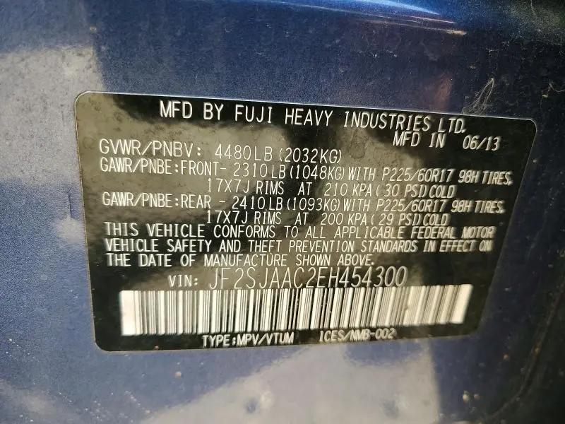 2014 SUBARU FORESTER 2.5I  