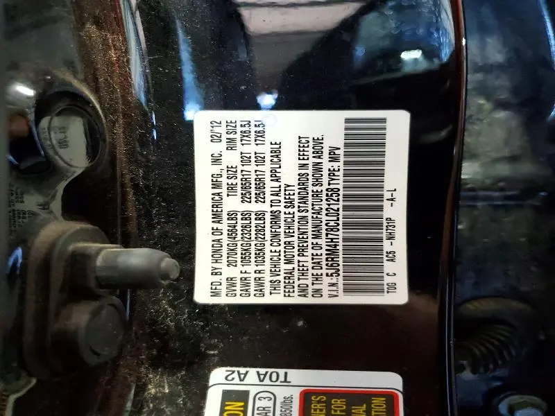2012 HONDA CR-V EXL  