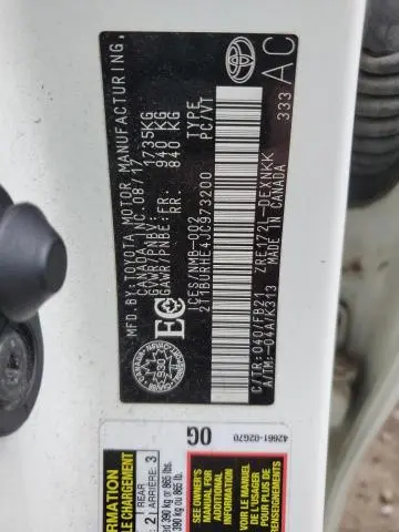 2018 TOYOTA COROLLA L  