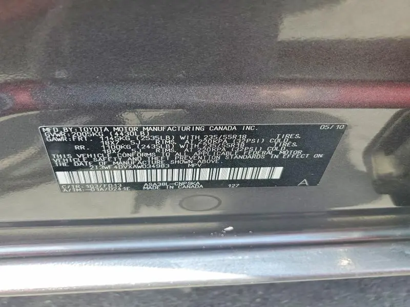 2010 TOYOTA RAV4 SPORT  