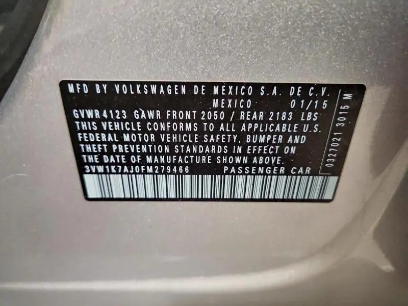 2015 VOLKSWAGEN JETTA BASE  