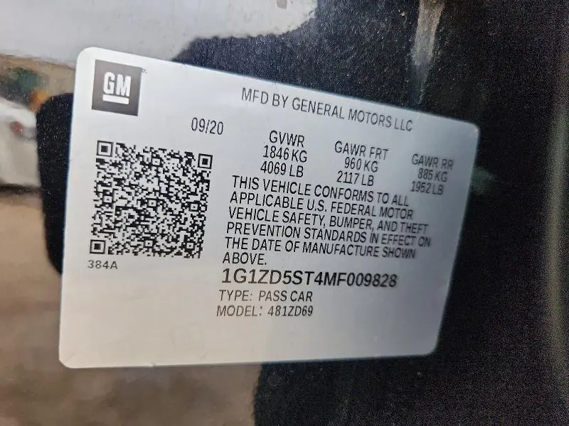 2021 CHEVROLET MALIBU LT  