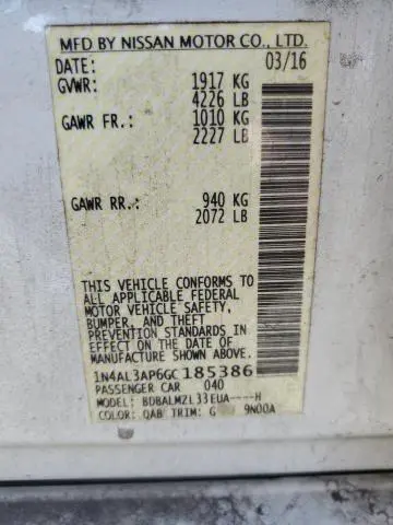 2016 NISSAN ALTIMA 2.5  