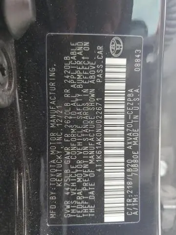 2022 TOYOTA CAMRY XSE  