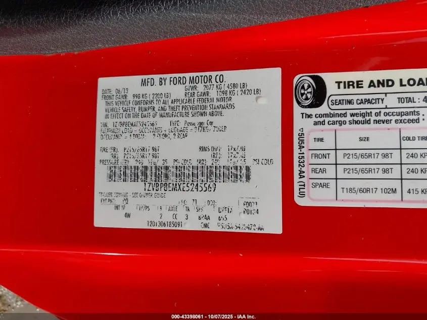 2014 FORD MUSTANG V6 PREMIUM