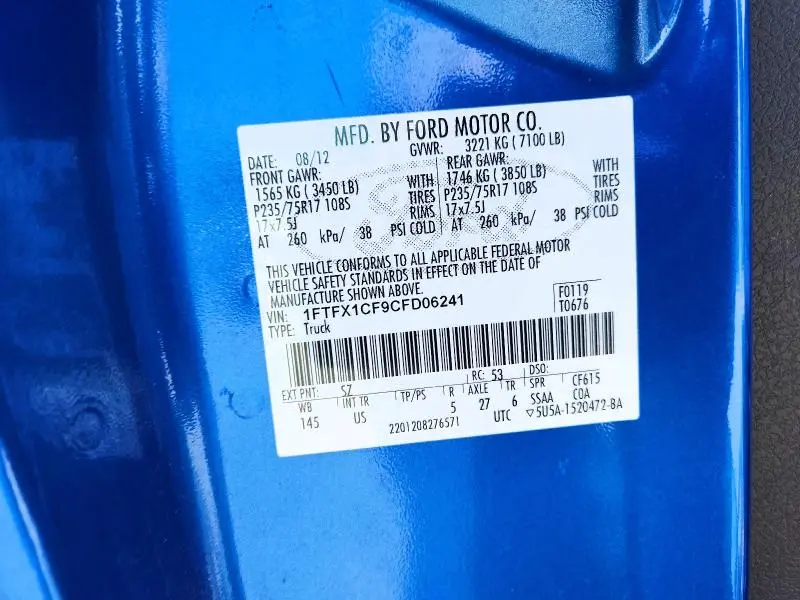 2012 FORD F150 SUPER CAB  