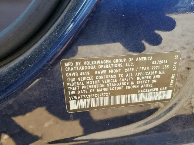 2014 VOLKSWAGEN PASSAT S  