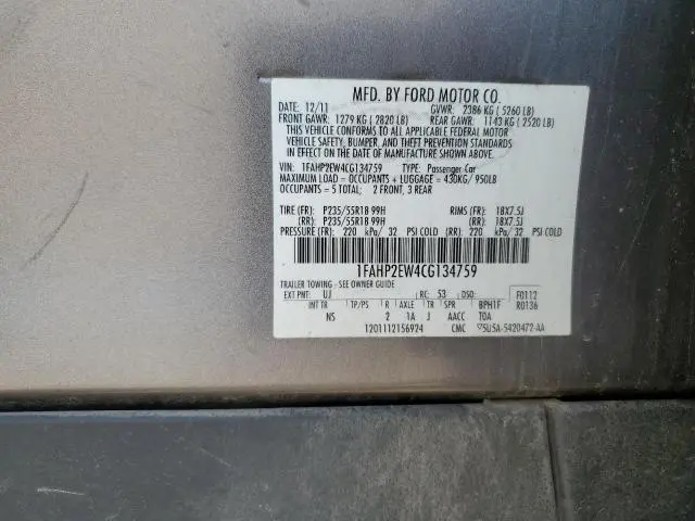 2012 FORD TAURUS SEL