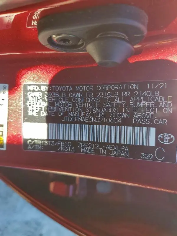 2022 TOYOTA COROLLA LE  