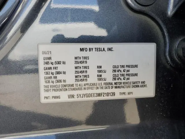 2021 TESLA MODEL Y   