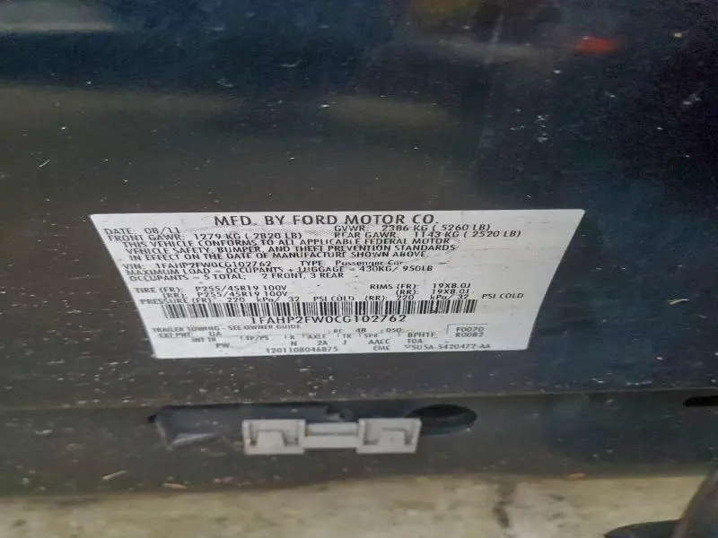 2012 FORD TAURUS LIMITED  