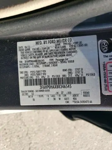 2011 FORD FUSION SE  