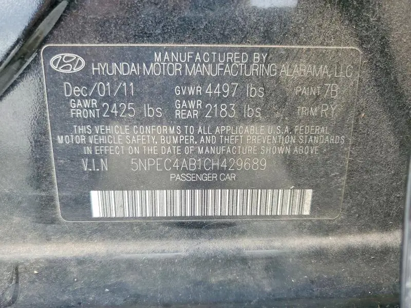 2012 HYUNDAI SONATA SE 2.0T  