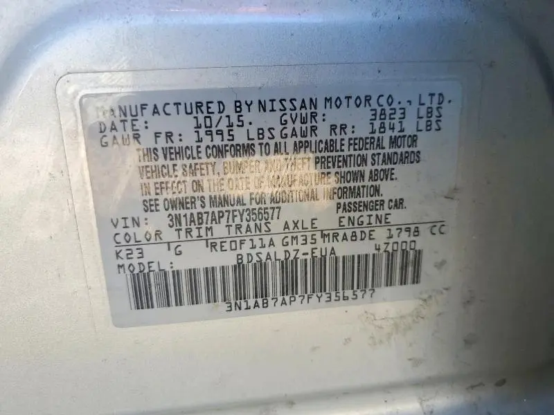 2015 NISSAN SENTRA SV  