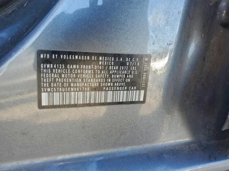 2019 VOLKSWAGEN JETTA S  