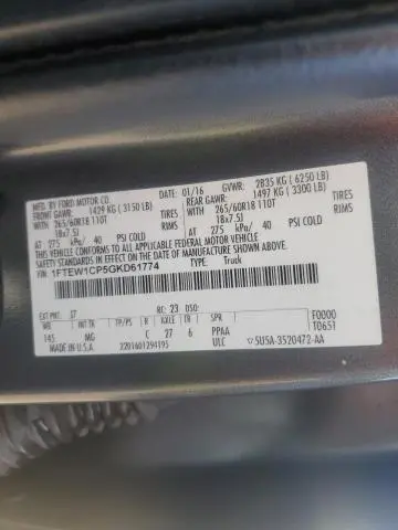 2016 FORD F150 SUPERCREW  