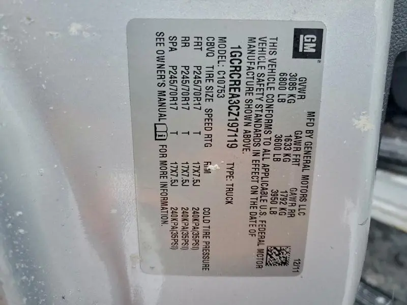 2012 CHEVROLET SILVERADO C1500 LS  