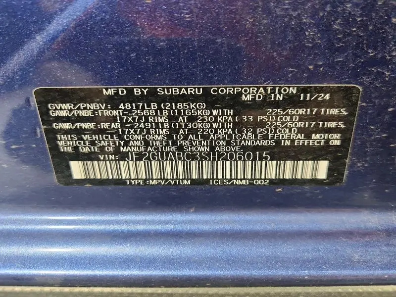 2025 SUBARU CROSSTREK   