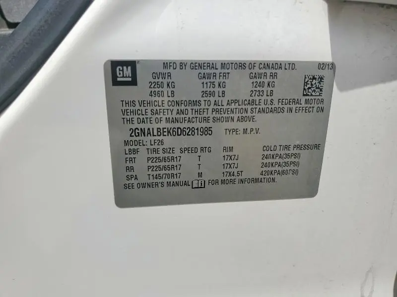2013 CHEVROLET EQUINOX LS  