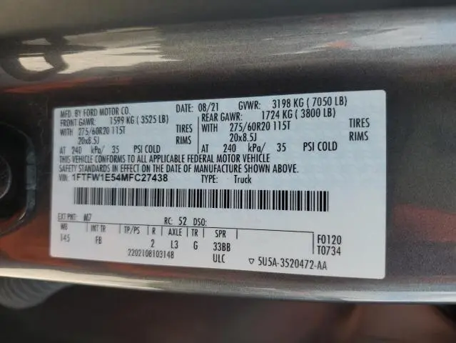 2021 FORD F150 SUPERCREW  