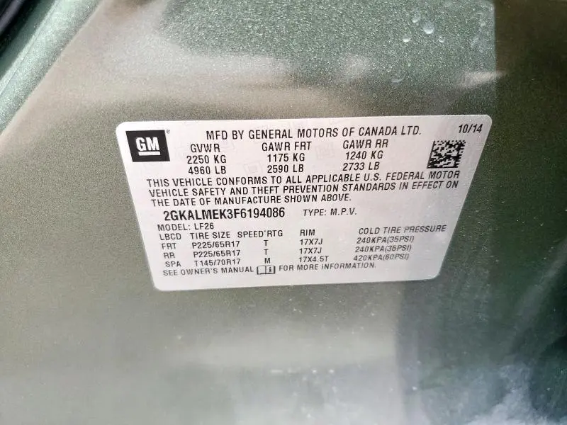 2015 GMC TERRAIN SLE  