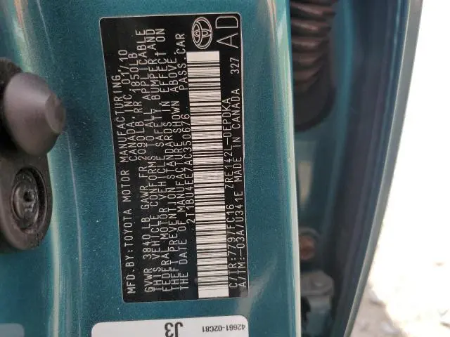 2010 TOYOTA COROLLA BASE  