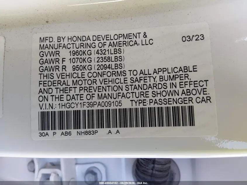 2023 HONDA ACCORD EX